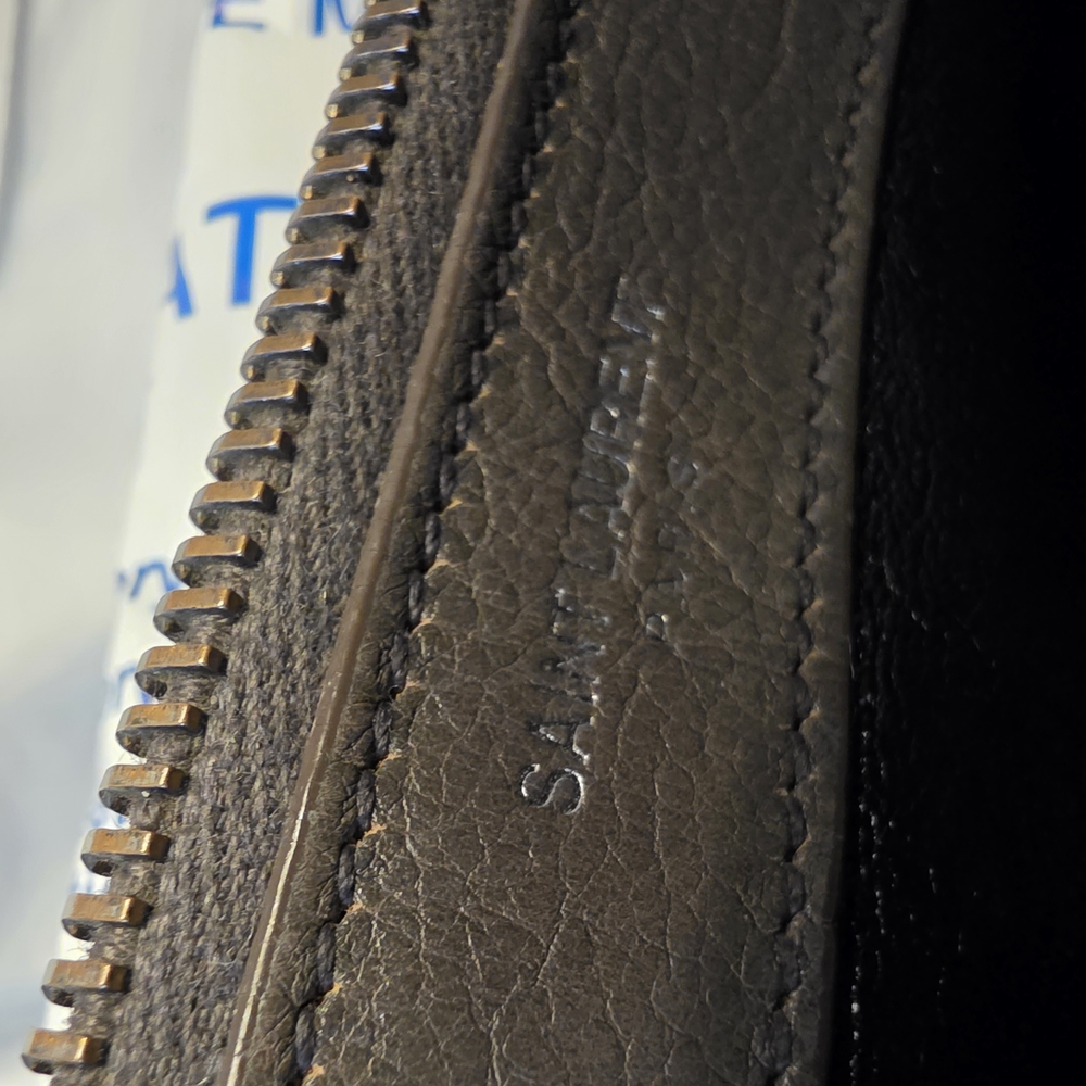 Saint Laurent Grey Quilted Leather Shoulder Bag with Chain and YSL Charm - Picture 11 of 16